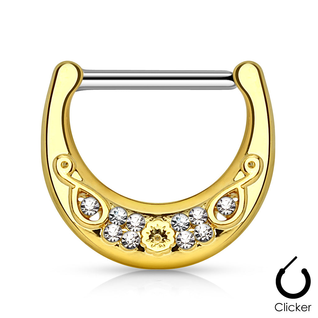 Brustpiercing Brustwarzenpiercing Strass Steinchen Nipple Clicker - Cristal-Jewelry