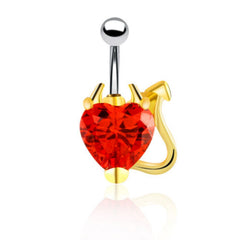Bauchnabelpiercing Herz Devil Teufel Zirkonia gold silber - Cristal-Jewelry