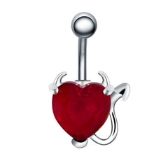 Bauchnabelpiercing Herz Devil Teufel Zirkonia gold silber - Cristal-Jewelry