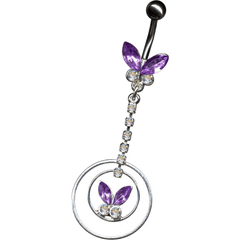 Bauchnabelpiercing mit *Zirkonia Schmetterling und Creole aus Chirurgenstahl