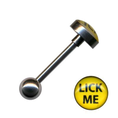 Barbell mit "Lick Me" Motive aus Chirurgenstahl.