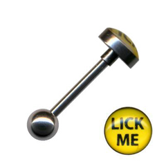 Barbell mit "Lick Me" Motive aus Chirurgenstahl.