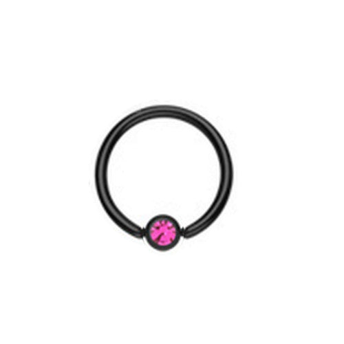 BCR Klemmring Piercing mit Strass schwarz Chirurgenstahl 1,2mm/1,6mm - Cristal-Jewelry