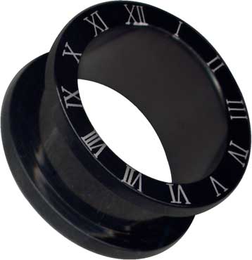 Flesh Tunnel schwarz römische Zahlen Chirurgenstahl