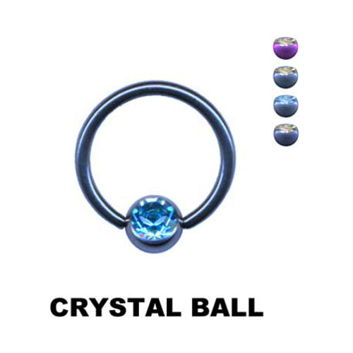 Ball Closure Piercing Ring Chirurgenstahl Titan PVD Strass