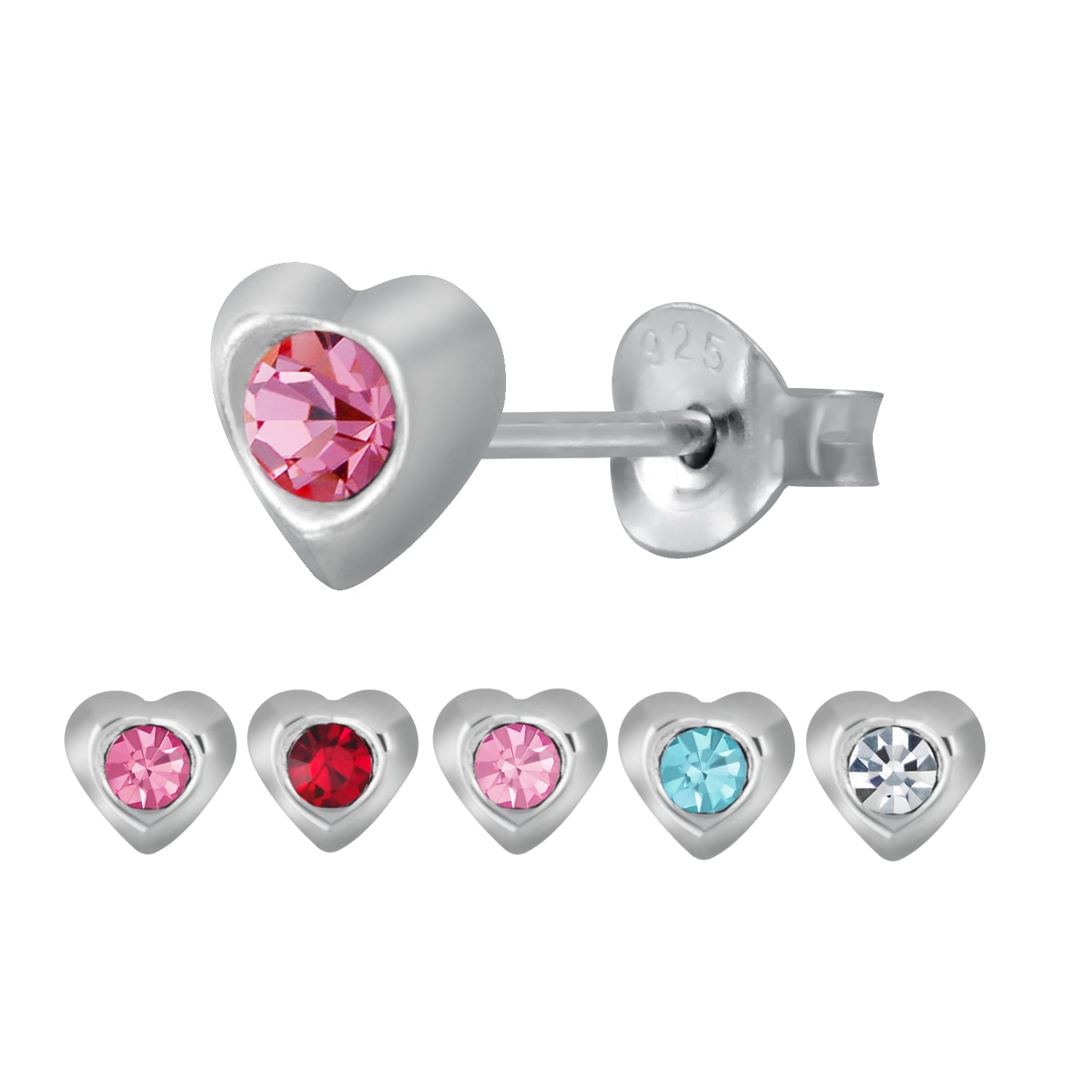 Kinder Ohrstecker Ohrschmuck Herz Kristall Farbwahl Silber Ohrringe Kinderschmuck - Cristal-Jewelry