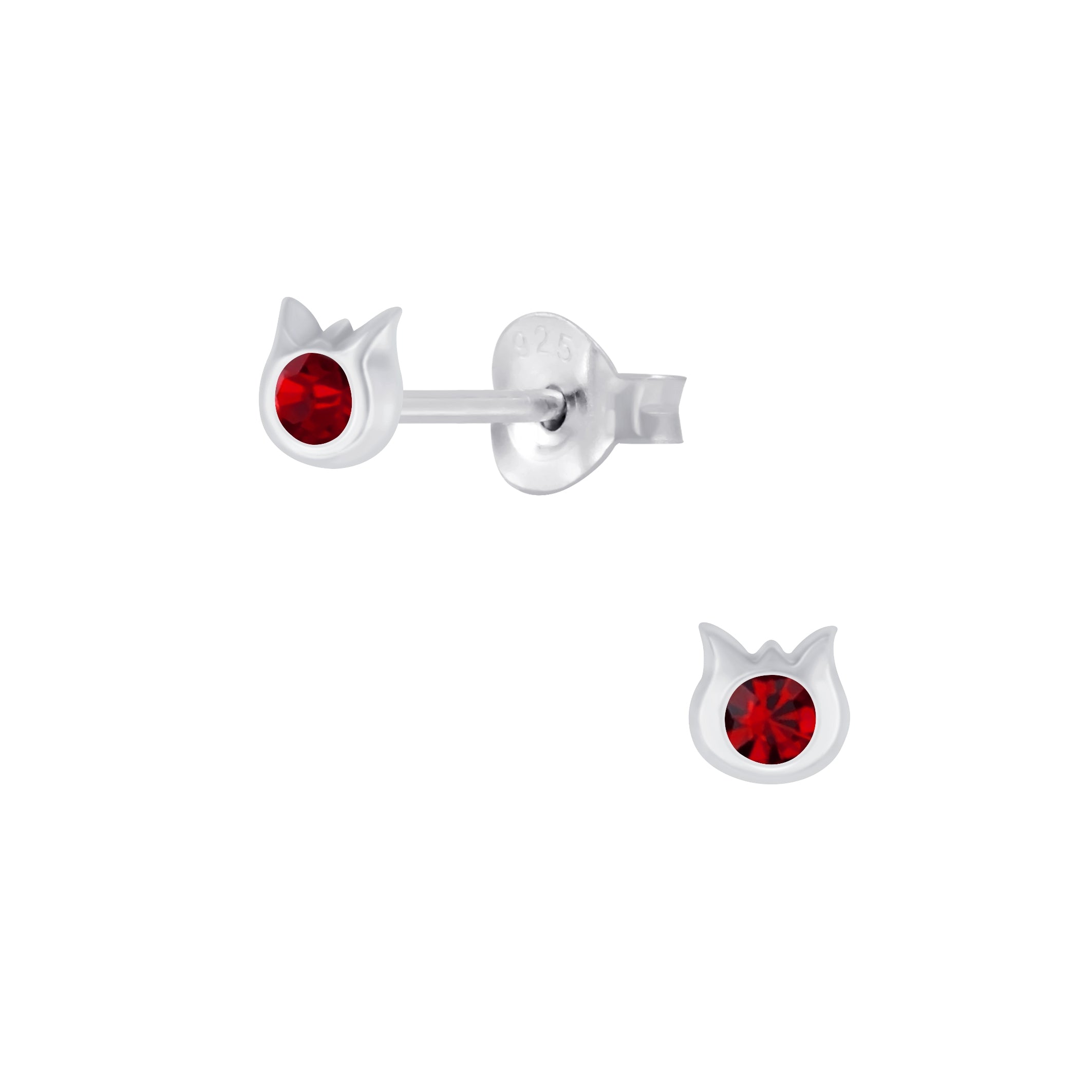 Kinder Ohrstecker Ohrschmuck Katze Cat Kristall Farbwahl Silber Ohrringe Kinderschmuck - Cristal-Jewelry