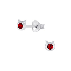 Kinder Ohrstecker Ohrschmuck Katze Cat Kristall Farbwahl Silber Ohrringe Kinderschmuck - Cristal-Jewelry