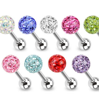 Piercing Barbell  Multi Kristall Strass Steinchen mit Epoxy Beschichtung - Cristal-Jewelry