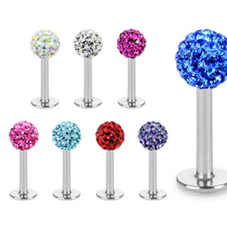 Lippenpiercing mit Zirkonia Kristall Steinchen