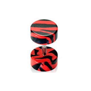 Fake Tunnel Plug Zebra gestreift Acryl Aufsätze verschiedenen Farben - Cristal-Jewelry
