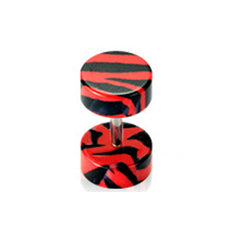 Fake Tunnel Plug Zebra gestreift Acryl Aufsätze verschiedenen Farben - Cristal-Jewelry