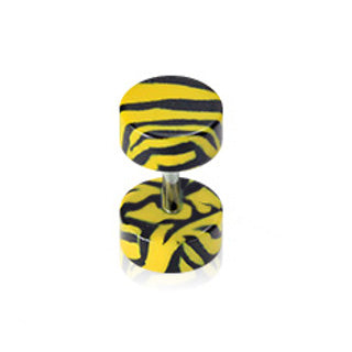 Fake Tunnel Plug Zebra gestreift Acryl Aufsätze verschiedenen Farben - Cristal-Jewelry