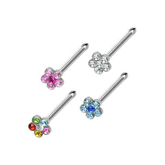 4er Set Nasenpiercing Nasenstecker Strass Blume Chirurgenstahl - Cristal-Jewelry