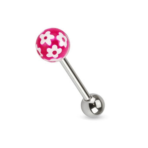 Zungenpiercing Barbell Blumen Kugel Flower C316L - Cristal-Jewelry