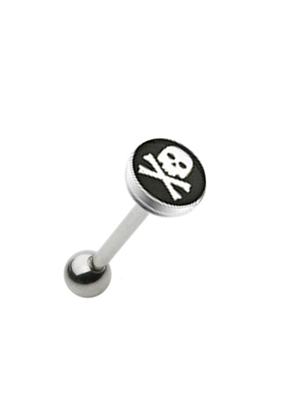 Zungenpiercing Barbell mit Totenkopf aus Chirurgenstahl C316L - Cristal-Jewelry