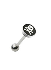 Zungenpiercing Barbell mit Totenkopf aus Chirurgenstahl C316L - Cristal-Jewelry