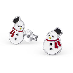 Kinder Ohrstecker Schneemann rot 925er Silber Kinderschmuck