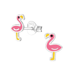 Mädchen Kinder Ohrstecker Flamingo rosa Steinchen 925er Silber Kinderschmuck