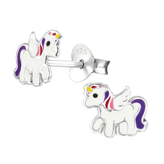 Kinder Mädchen Ohrstecker Ohrschmuck Einhorn Pegasusu Pferd 925er Silber