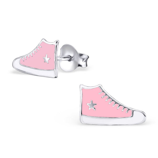 Kinder Ohrstecker Schuhe Sneaker Stern pink High 925er Silber