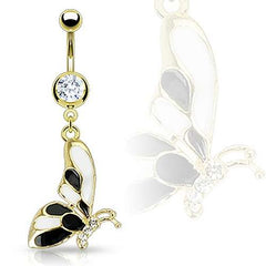 Bauchnabelpiercing Gold-Style Zirkonia Schmetterling