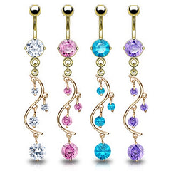 Bauchnabelpiercing Gold Style PVD Zirkonia Anhänger Navel
