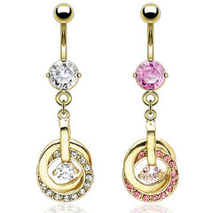 Bauchnabelpiercing Gold PVD Zirkonia Strass Anhänger aus Chirurgenstahl