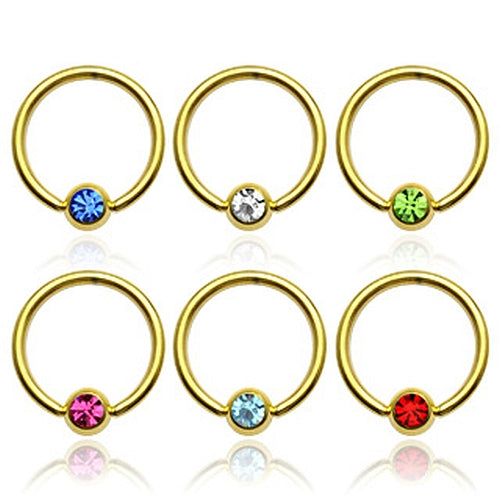 Klemmring Ball Closure Piercing Strass Gold C316L