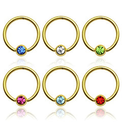 Klemmring Ball Closure Piercing Strass Gold C316L