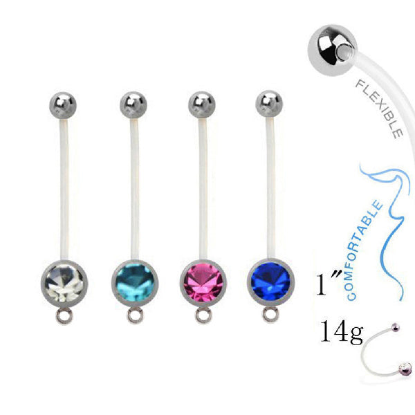 Bauchnabelpiercing für Schwangerschaft aus PTFE Kristall mit Öse für Anhänger