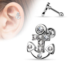 Tragus Helix Cartilage Piercing Anker Zirkonia Kristall Steinchen - Cristal-Jewelry