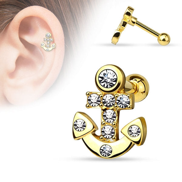 Tragus Helix Cartilage Piercing Anker Zirkonia Kristall Steinchen - Cristal-Jewelry