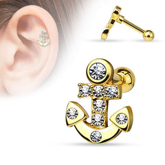 Tragus Helix Cartilage Piercing Anker Zirkonia Kristall Steinchen - Cristal-Jewelry