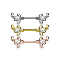 Brustpiercing Brustwarzenpiercing Nippel Shield Tribal Zirkonia Flügel Blume