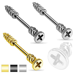 Brustwarzenpiercing Kreuz Schraube C316L Barbell Farbwahl