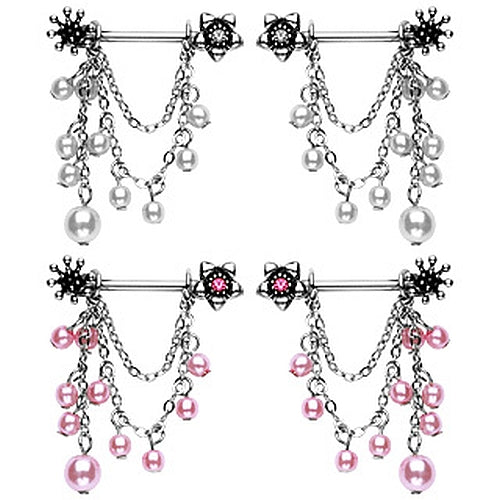 Brustwarzen Piercing aus Chirurgenstahl mit hängenden Perlen