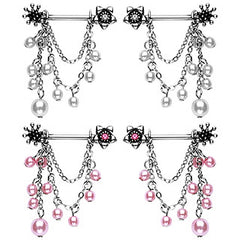 Brustwarzen Piercing aus Chirurgenstahl mit hängenden Perlen