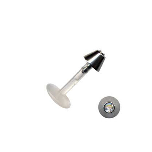 Lippenpiercing Labret aus Bioplastic Push-In Kegel mit Strass
