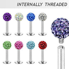 Lippen Piercing Kristall Steinchen Innengewinde aus Chirurgenstahl