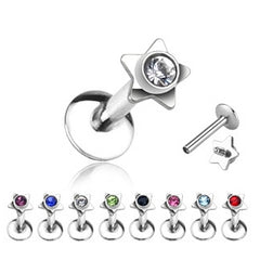 Labret Piercing Lippenpiercing Stern Strasssteinchen Chirurgenstahl