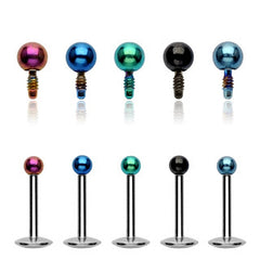 Lippenpiercing Titan PVD Kugel Innengewinde
