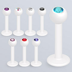 Lippenpiercing weiß Zirkonia Steinchen