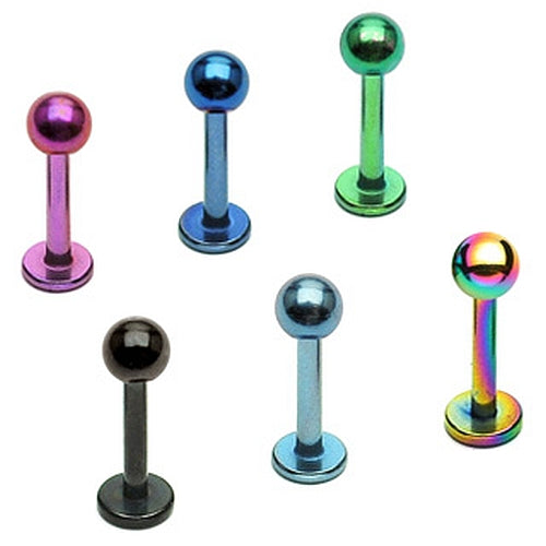 Labret Piercing aus Titan PVD Chirurgenstahl mit Kugel Lippenpiercing
