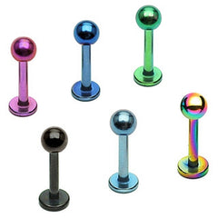 Labret Piercing aus Titan PVD Chirurgenstahl mit Kugel Lippenpiercing