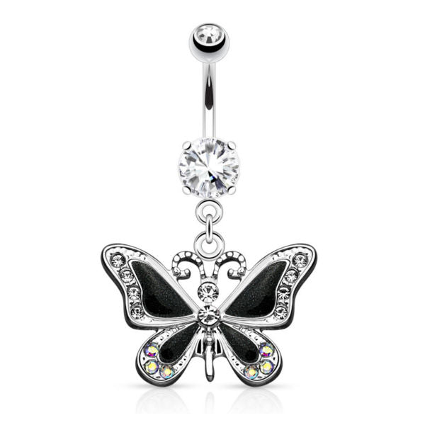 Bauchnabelpiercing Schmetterling mit Strass Steinchen und Kristall Butterfly - Cristal-Jewelry
