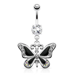Bauchnabelpiercing Schmetterling mit Strass Steinchen und Kristall Butterfly - Cristal-Jewelry