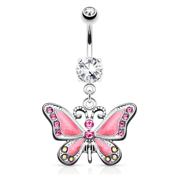 Bauchnabelpiercing Schmetterling mit Strass Steinchen und Kristall Butterfly - Cristal-Jewelry
