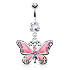 Bauchnabelpiercing Schmetterling mit Strass Steinchen und Kristall Butterfly - Cristal-Jewelry