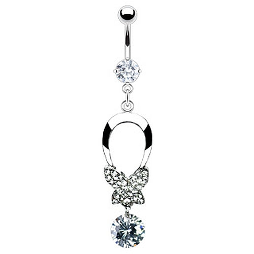 Bauchnabelpiercing Strass Schmetterling Zirkonia Stein C316L Chirurgenstahl